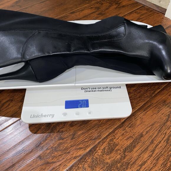 ADRIENNE VITTADINI Black Leather 9.5 Knee High Boots 3.5” Stiletto Full Zipper - Picture 11 of 13